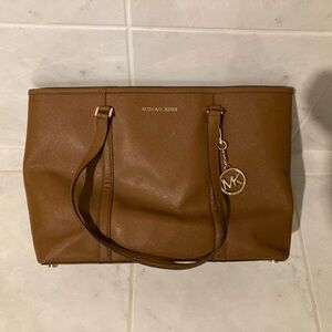 Michael Kors Brown Tote with Gold Charm